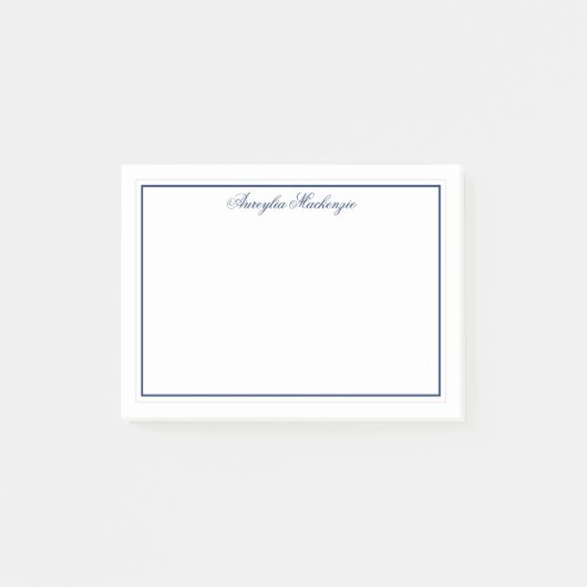 Chic Elegant Navy Blue und White Personalisiert Post-it Klebezettel (Vorderseite)