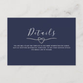 Chic Elegant Navy Blue Wedding Details Begleitkarte (Vorderseite)