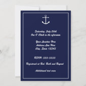 Chic Elegant Navy Blue White Nautical Einladung (Rückseite)