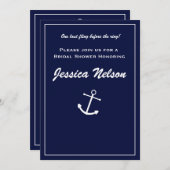 Chic Elegant Navy Blue White Nautical Einladung (Vorne/Hinten)