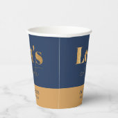 Chic Elegant Navy Gold Geburtstag Lass's Celebrate Pappbecher (Rechts)