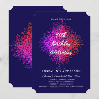 Chic Elegant Navy Pink Lila Mandala Geburtstag Einladung