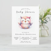 Chic Elegant Owl Baby Shower Einladung (Stehend Vorderseite)