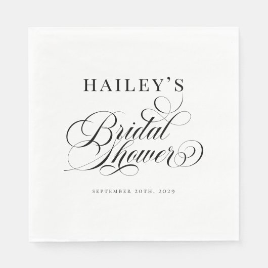 Chic Elegant Personalized Bridal Shower Serviette (Vorderseite)