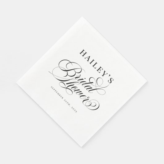 Chic Elegant Personalized Bridal Shower Serviette (Ecke)