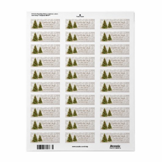Chic Elegant, Pine Trees, Glittery Bokeh Label (Vorne)