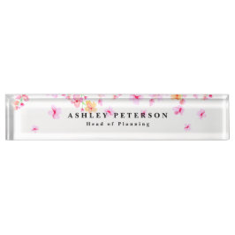 Chic Elegant Pink Blossom Namensplakette