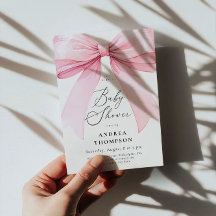 Chic Elegant Pink Coquette Bow Baby Shower Girl