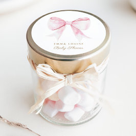 Chic Elegant Pink Coquette Bow Baby Shower Girl Runder Aufkleber