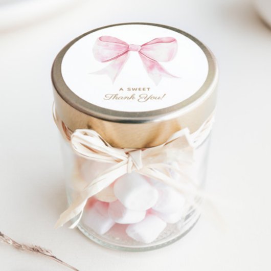 Chic Elegant Pink Coquette Bow Vielen Dank Runder Aufkleber