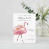 Chic Elegant Pink Flamingo Minimalistisch Baby Dus Postkarte (Stehend Vorderseite)
