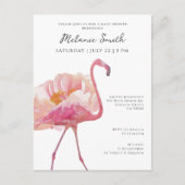 Chic Elegant Pink Flamingo Minimalistisch Baby Dus Postkarte (Vorderseite)