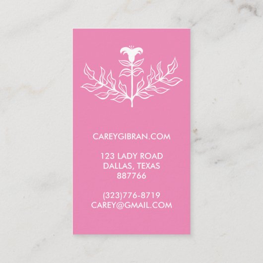 Chic Elegant Pink White Lily Line Zeichnend CUSTOM Treuekarte (Rückseite)