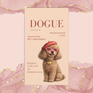 Chic Elegant Poodle Dogue Magazine Business Card Visitenkarte