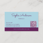 Chic Elegant Purple & Teal with QR Code  Visitenkarte (Rückseite)