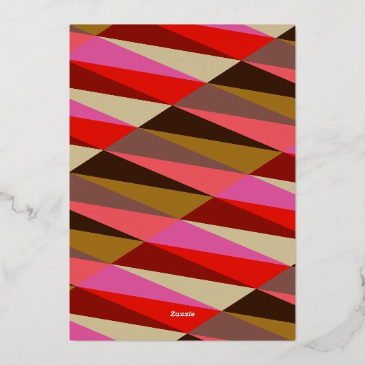 Chic Elegant Red Brown Geometric Wedding Gold Folieneinladung (Rückseite)