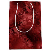 Chic Elegant Red Floral Wedding Mittlere Geschenktüte (Vorderseite)