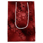 Chic Elegant Red Floral Wedding Mittlere Geschenktüte (Rückseite)