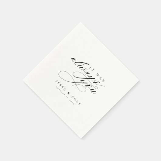 Chic Elegant Romantic Script Personalized Wedding Serviette (Ecke)