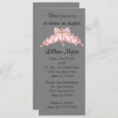 Chic Elegant Rosa Cross Taufe/Christening Einladung (Vorne/Hinten)