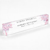 Chic Elegant Rosa Floral Namensplakette