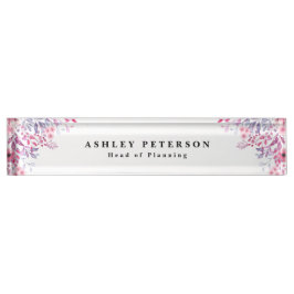 Chic Elegant Rosa Floral Namensplakette