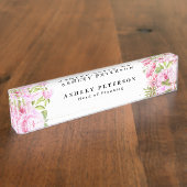 Chic Elegant Rosa Floral Namensplakette (Seite)