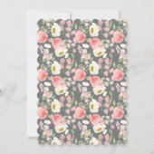 Chic & Elegant Rosa Rosa Blütenbraun Erste Kommune Einladung (Rückseite)