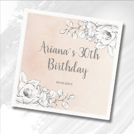 Chic Elegant Rosa Weiße Flora Serviette