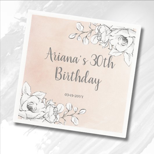 Chic Elegant Rosa Weiße Flora Serviette