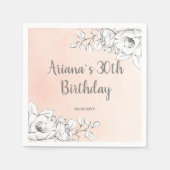 Chic Elegant Rosa Weiße Flora Serviette (Vorderseite)