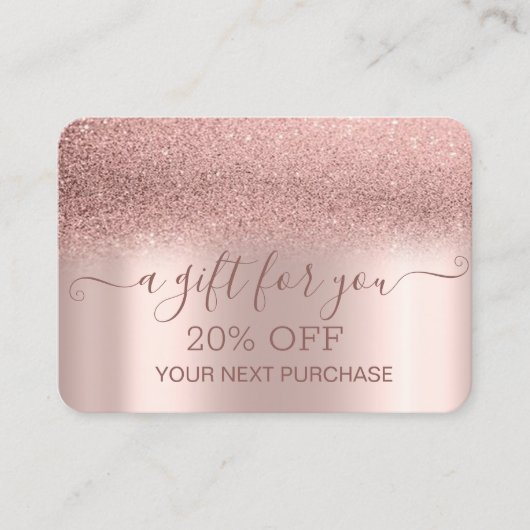 Chic Elegant Rose Gold Glitzer Ombre Rabattkarte (Vorderseite)