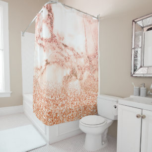 Chic Elegant Rose Gold Ombre Glitzer Marmor Duschvorhang