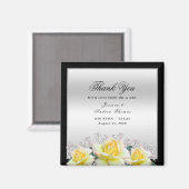 Chic Elegant Rose Silver Wedding Vielen Dank Magnet (Vorderseite/Rückseite)