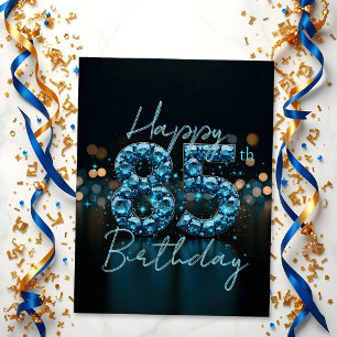 Chic Elegant Sapphire Blue und Black 85. Geburtsta Postkarte