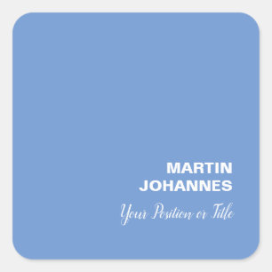 Chic Elegant Schlicht Stilvoll Blau Minimalistisch Quadratischer Aufkleber