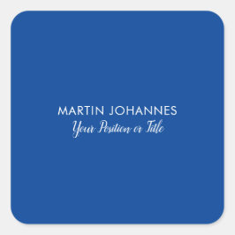Chic Elegant Schlicht Stilvoll Blau Minimalistisch Quadratischer Aufkleber