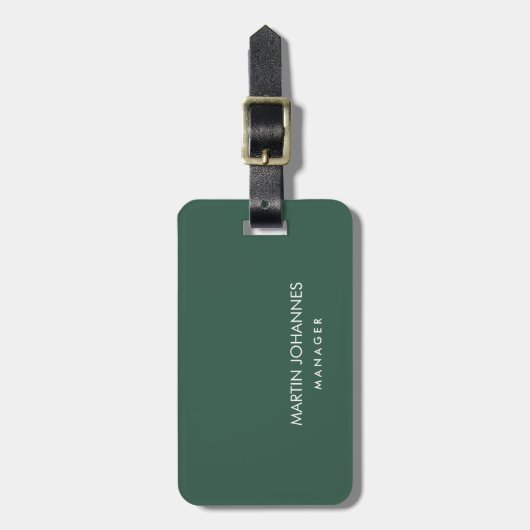 Chic Elegant Schlicht Stilvoll Grün Moderner Name Gepäckanhänger (Vorderseite vertikal)