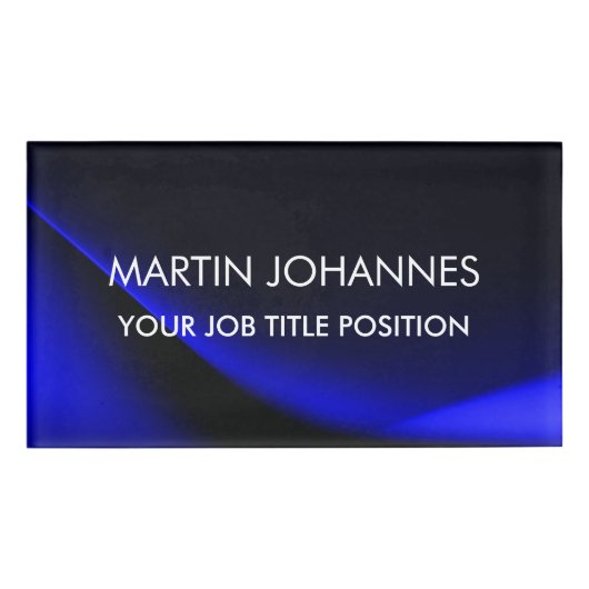 Chic Elegant Schlicht Stylish Blue Namenschild (Vorderseite)
