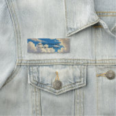Chic Elegant Schlicht Stylish Blue Sky & Clouds Namensschild (Beispiel)