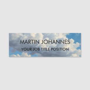 Chic Elegant Schlicht Stylish Blue Sky & Clouds Namensschild