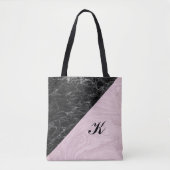 Chic Elegant Schwarz Rosa Marmor Mit Monogramm Tasche (Vorderseite)