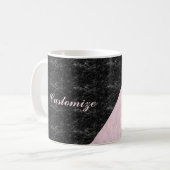 Chic Elegant Schwarz Rosa Marmor Personalisiert Kaffeetasse (Vorderseite Links)