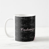Chic Elegant Schwarz Rosa Marmor Personalisiert Kaffeetasse (Links)
