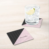 Chic Elegant Schwarz Rosa Marmor Personalisiert Rechteckiger Pappuntersetzer (Vor Ort)