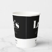 Chic Elegant Schwarz-weiß Lass's Celebrate Geburts Pappbecher (Rechts)