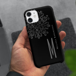 Chic Elegant Schwarz-Weiß Verziert Mit Monogramm Case-Mate iPhone Hülle