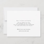 Chic Elegant Schwarz-weißes Script Herz Dankeskarte (Rückseite)