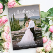 Chic Elegant Script 2 Foto Hochzeit Danke Karte