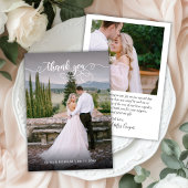 Chic Elegant Script 2 Foto Hochzeit Danke Karte
